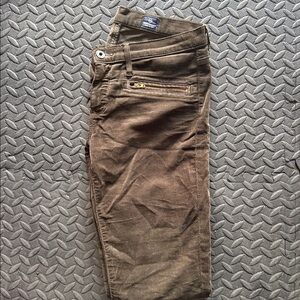 AG Moto Stevie Ankle Slim Cord Jean Pants - Army Green
